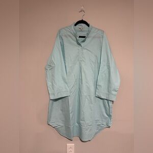 J. Peterman Aqua Blue Marie Antoinette Popover Poplin Nightshirt Gown Size XL